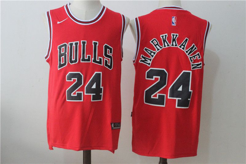 Men Chicago Bulls #24 Markkanen Red NBA Jerseys->->NBA Jersey